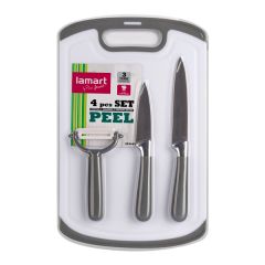 Lamart | Peel 3 pcs Set | 2 Knives, A Scraper and a Cutting Board