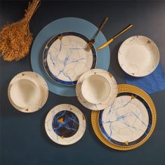 Karaca | Blue Gem 24 Pieces 6 Person Porcelain Dinnerware