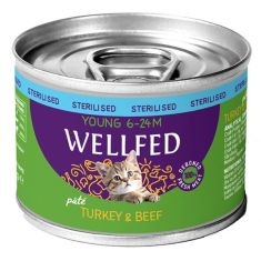 Pet Interest | Wellfed Young Sterilized (6 - 24 months) Turkey & Beef Can | 200g x 4 Pcs