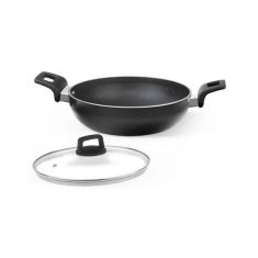 Borosil | Granito Non-Stick Kadhai with Glass Lid | 20 cm Diameter